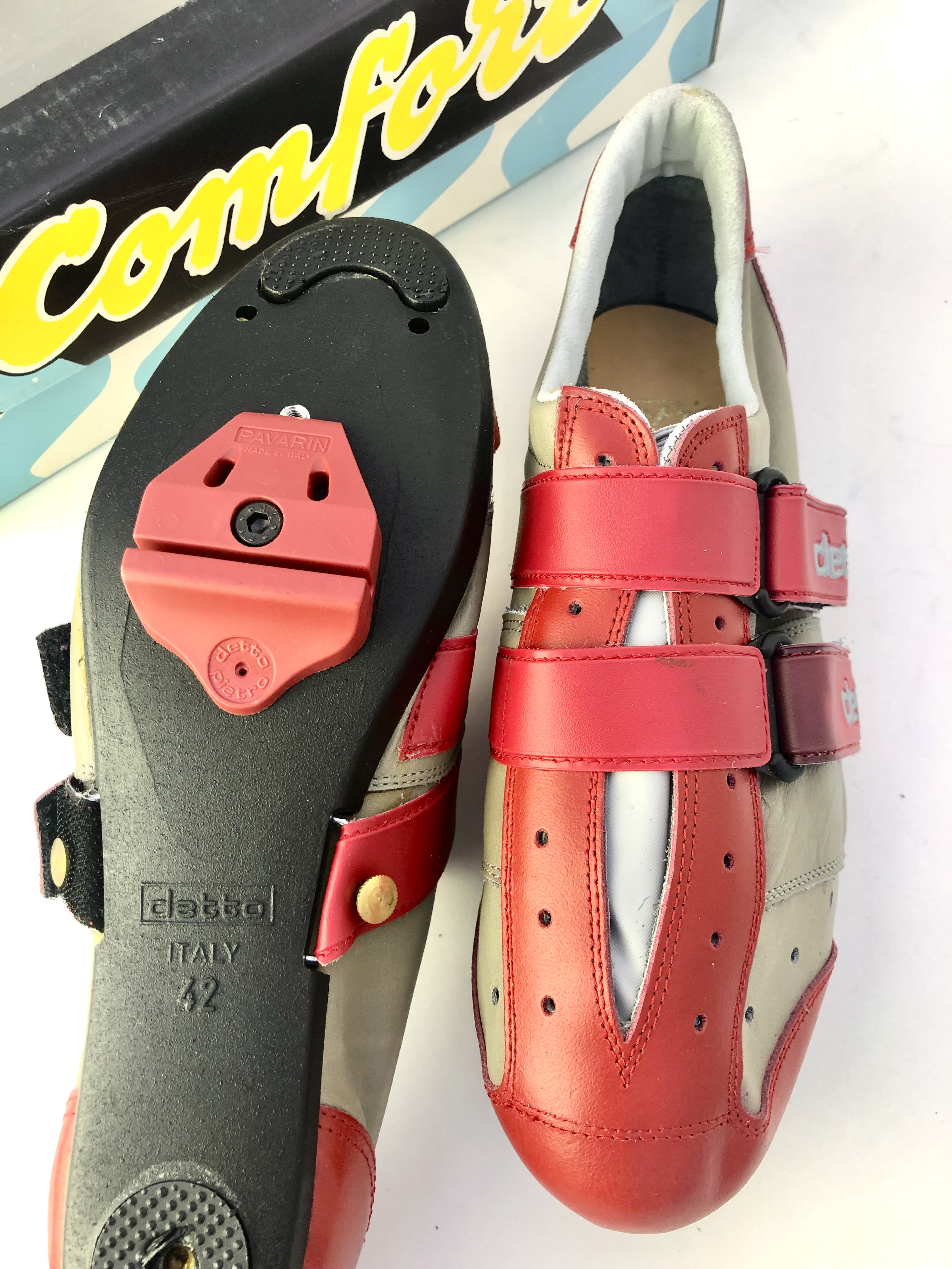 NOS Vintage Detto Pietro Mod. 230 Comfort rot Rennradschuhe Größe 38