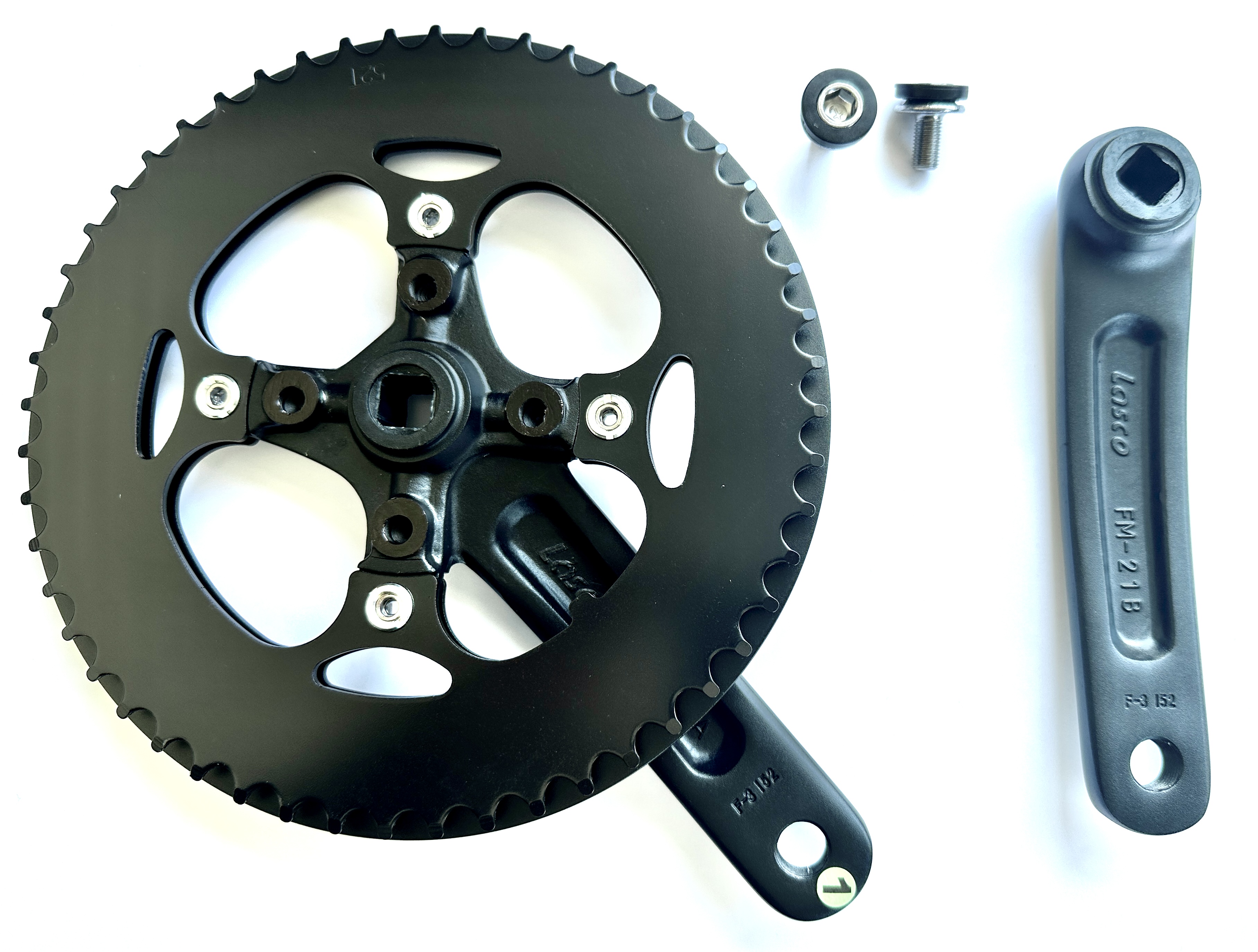 UD Schwarze Kettenradgarnitur LASCO 152 mm, Vierkant, 52 Zähne