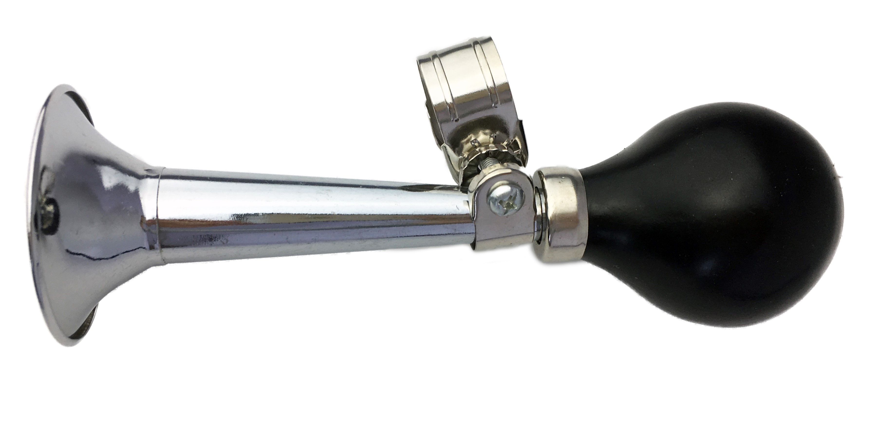 Ballhupe verchromt, gerades Horn mit Gummi- Hupenball