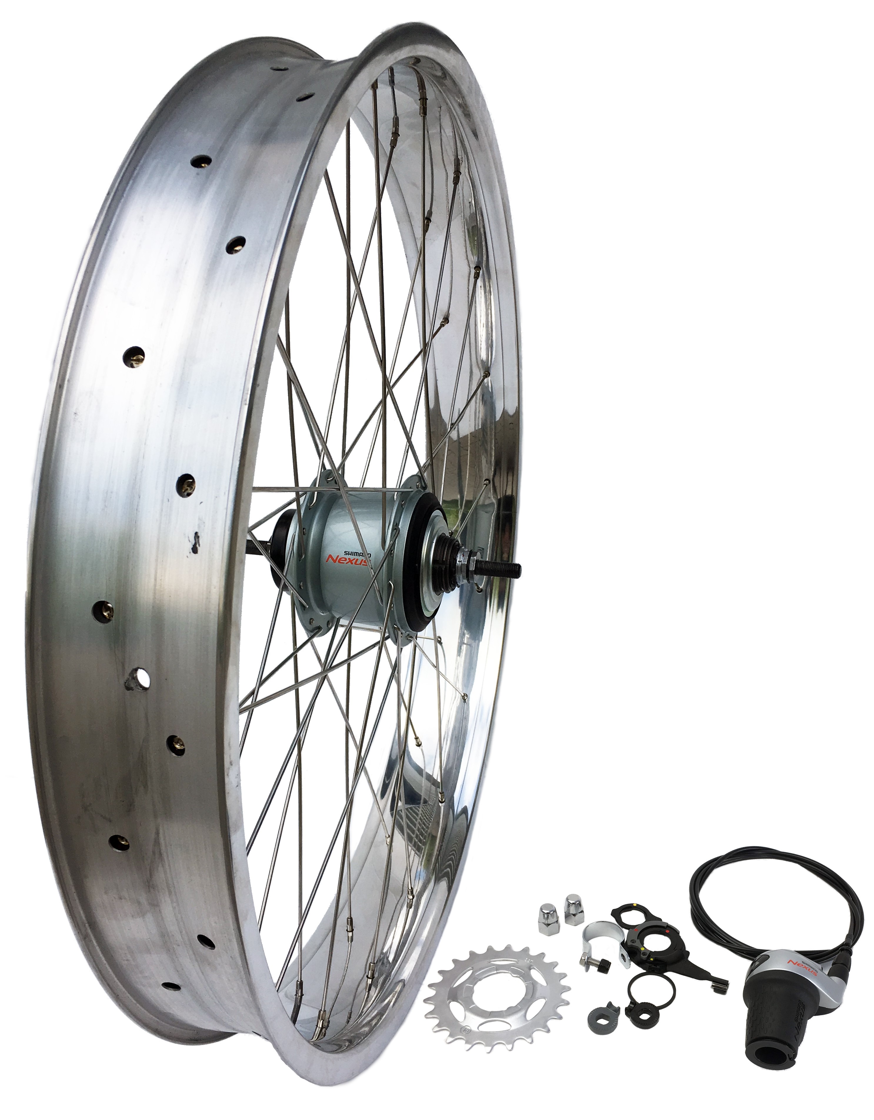 26 Zoll Hinterrad 82 mm Alufelge 8-Gang Shimano poliert