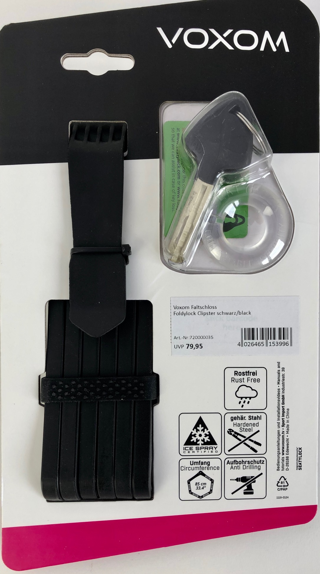 VOXOM Fahrradschloss Faltschloss Clipster