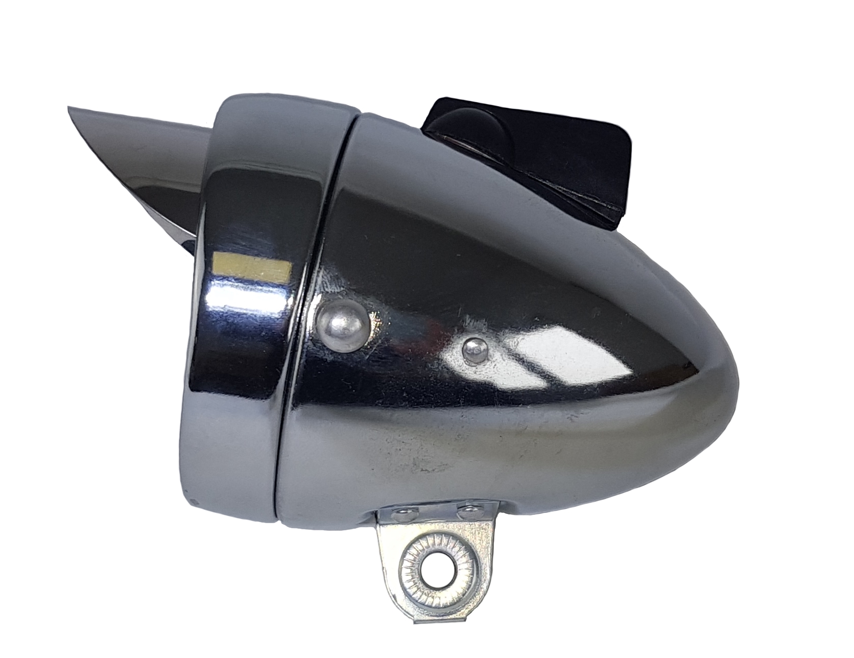 CC Retro LED Frontlampe Batterie 70 mm silber mit Sonnenschute