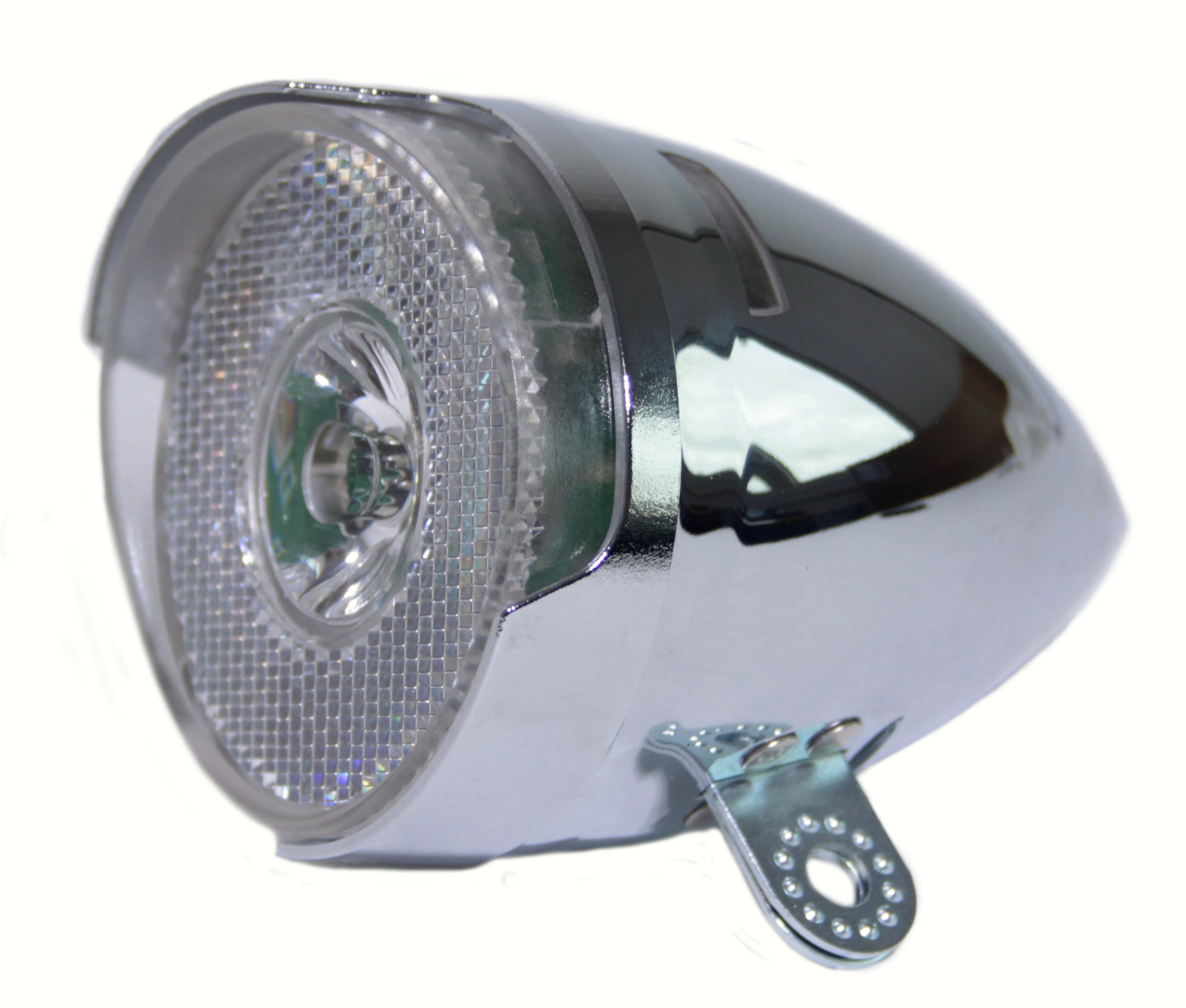 CC Retro LED Frontlampe Batterie 65 mm chrom mit Sonnenschute