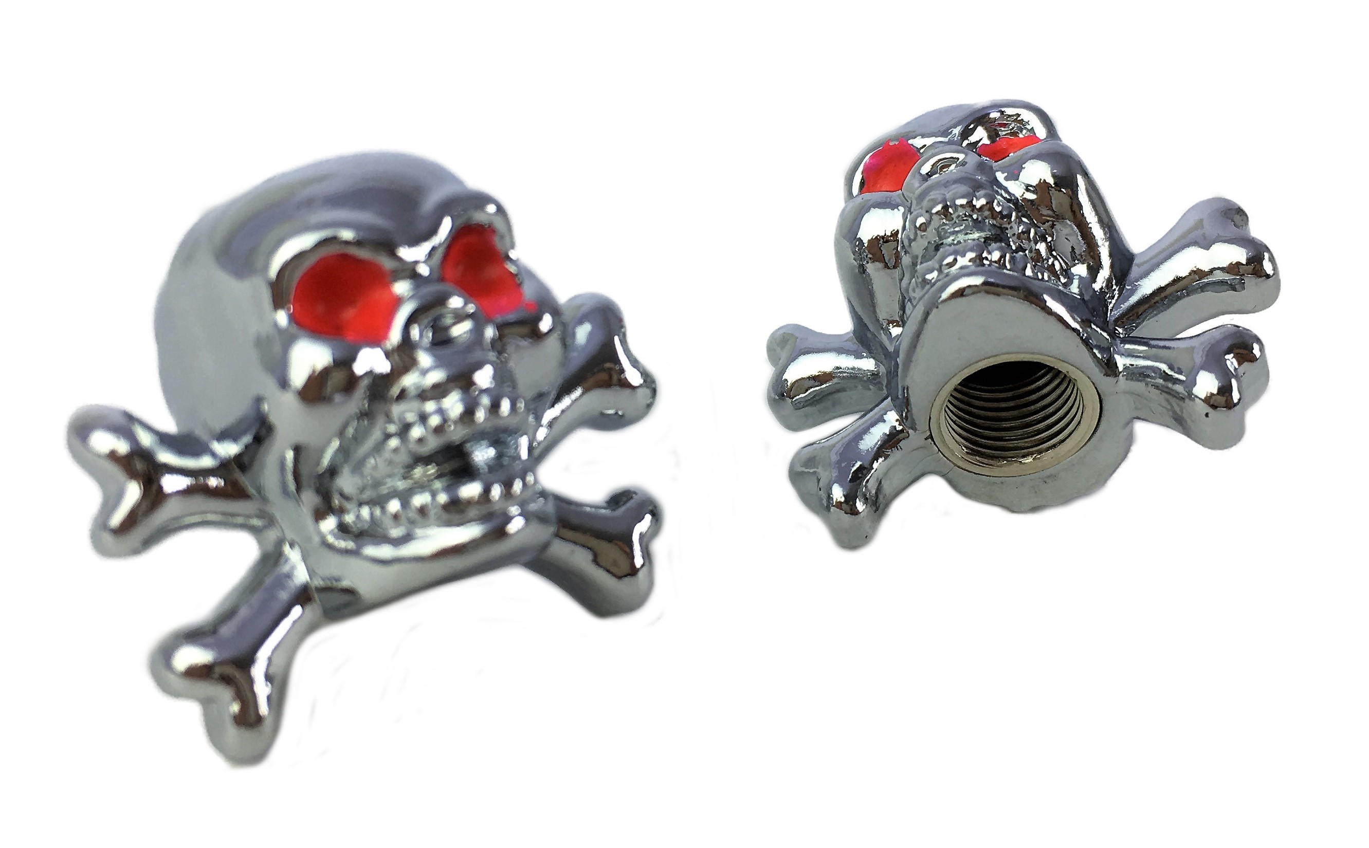 Ventilkappen Skull-Totenkopf, verchromt mit Knochen