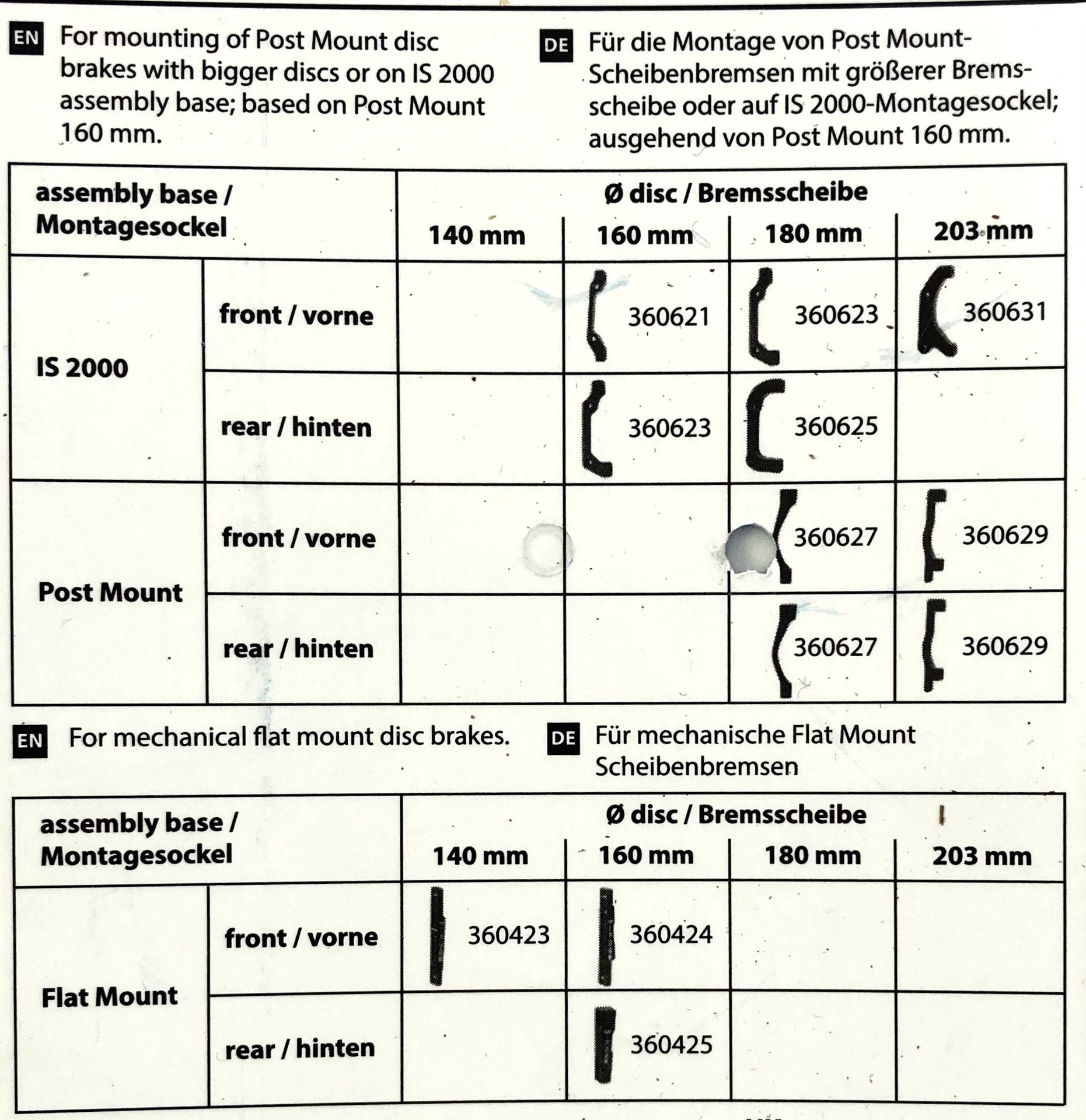 Adapter für Scheibenbremsen IS2000 F203