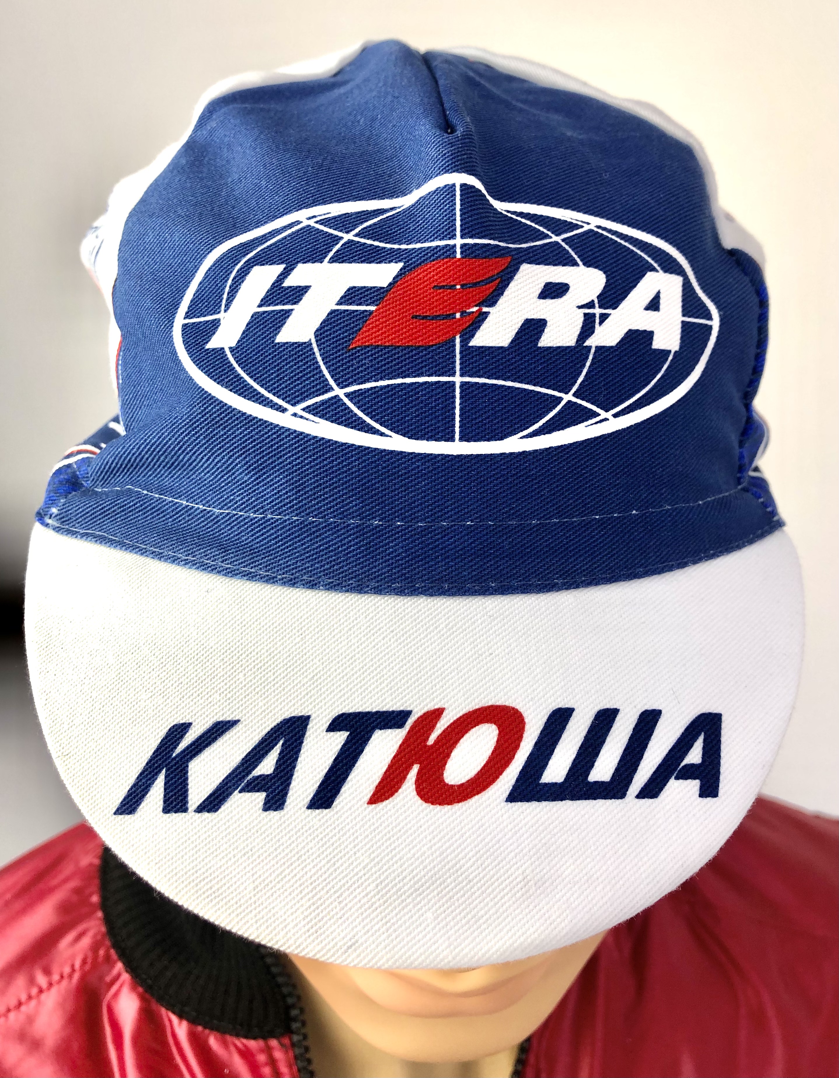 Retro Radsportmütze Team Katusha Itera, blau / weiß