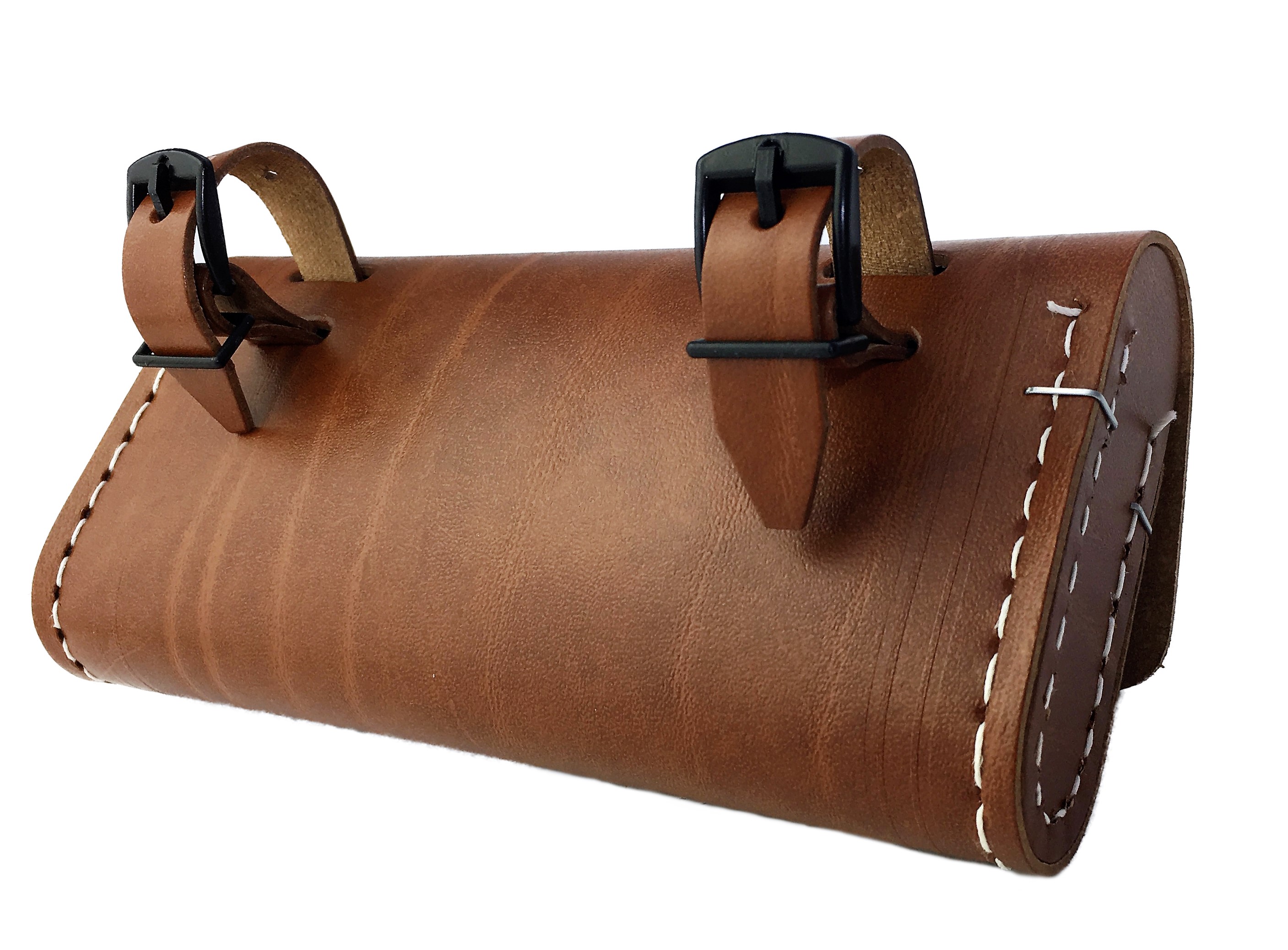 Werkzeugsatteltasche braun mit 2 schwarzen Schließen