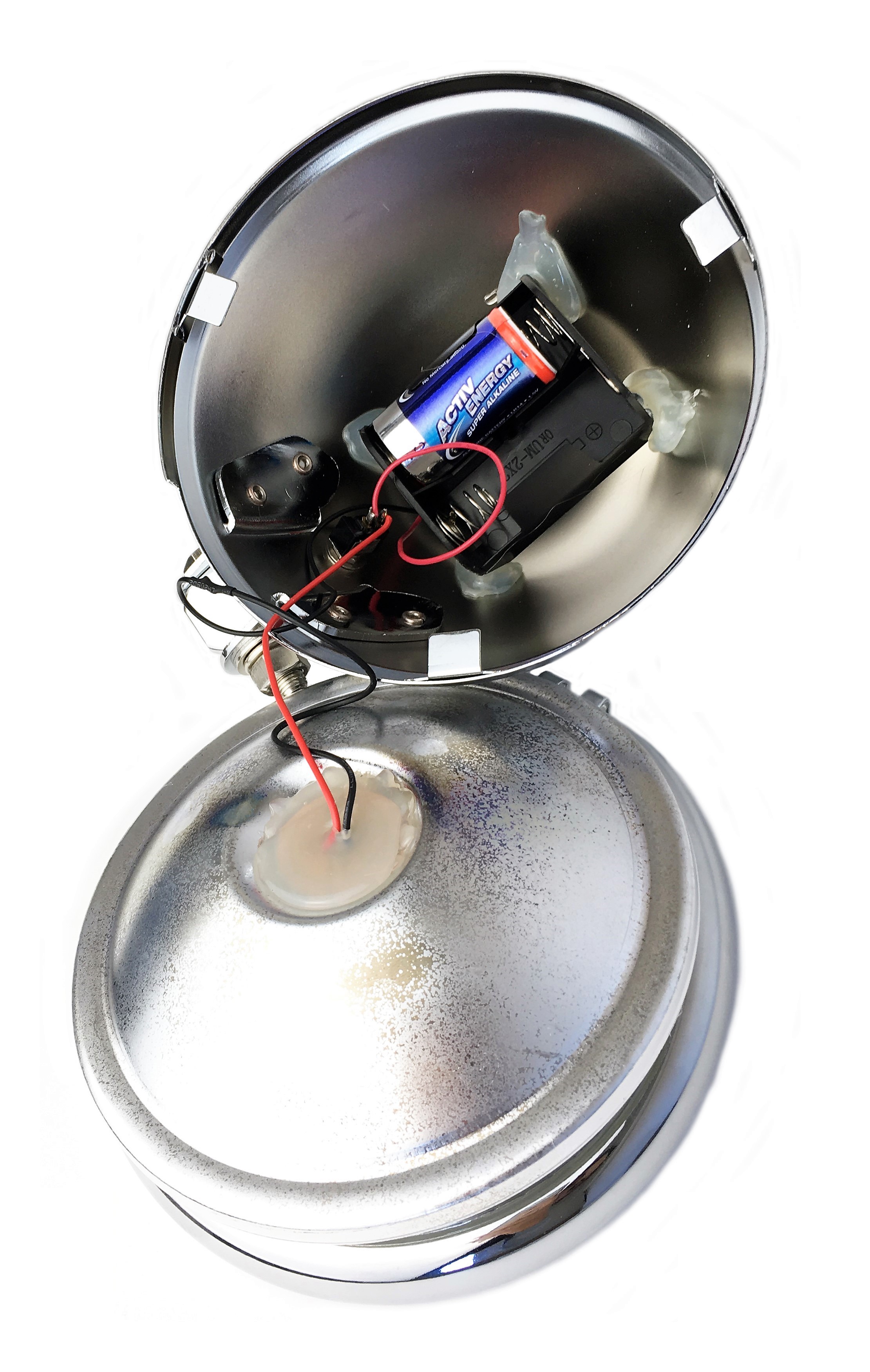 Old Bates Frontlampe LED, 15cm, Batterie glänzend schwarz