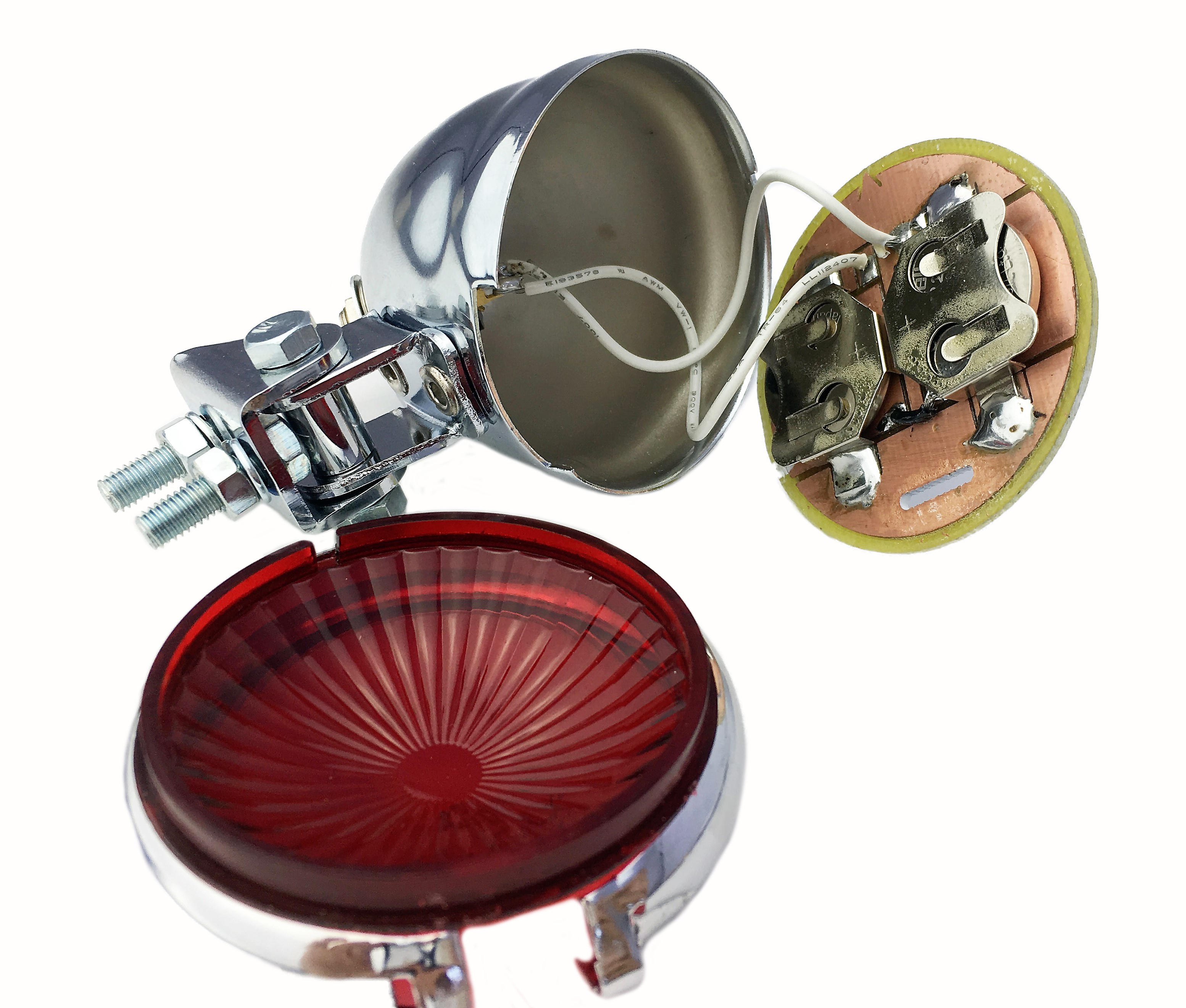 Bates Rücklicht LED rot, Retro Moped Style, Batterie verchromt