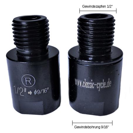 Pedal Gewinde Adapter 1/2 - 9/16 schwarz