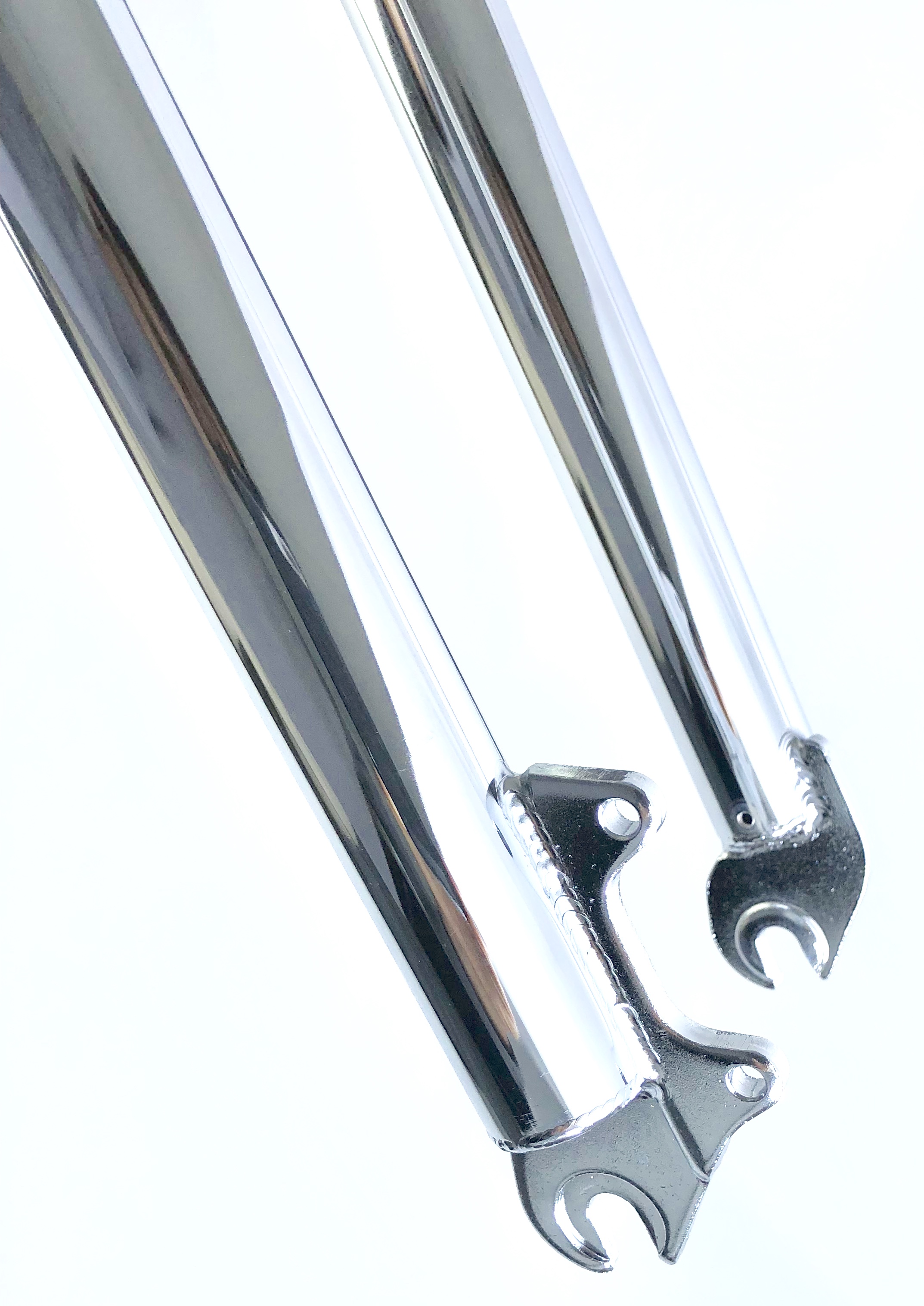 Doppelbrückengabel, langer Schaft, offset 840 mm, verchromt für 20-28 Zoll Reifen