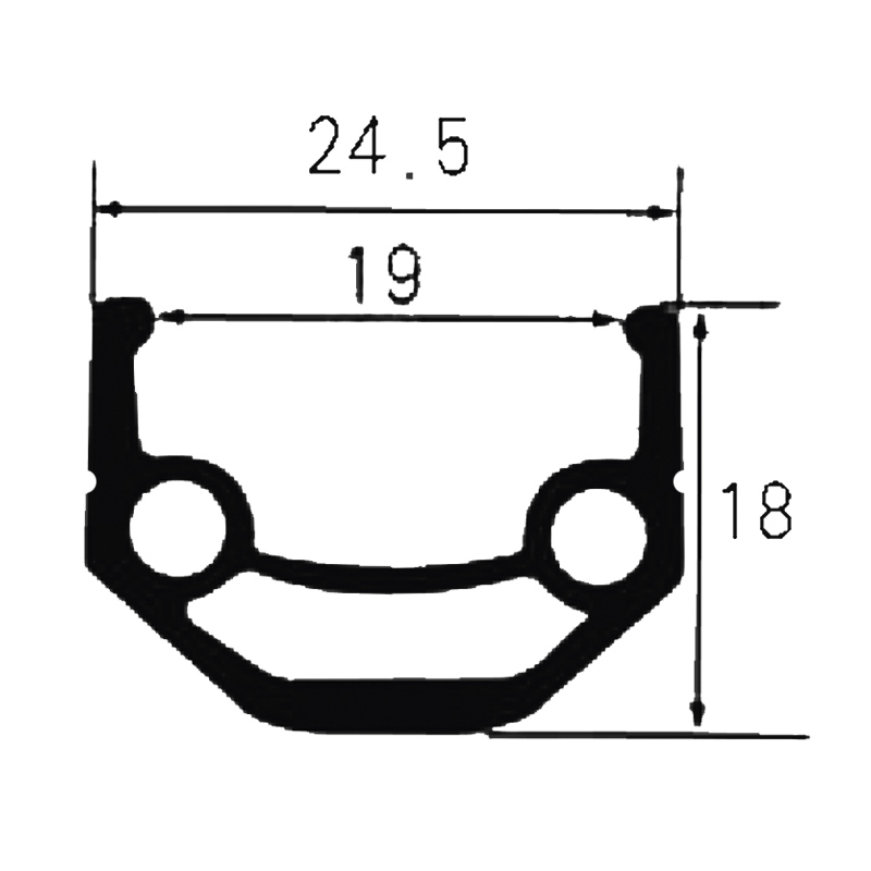 26 Zoll Vorderrad 25,4 mm Alufelge, mattschwarz, Bremsflanken