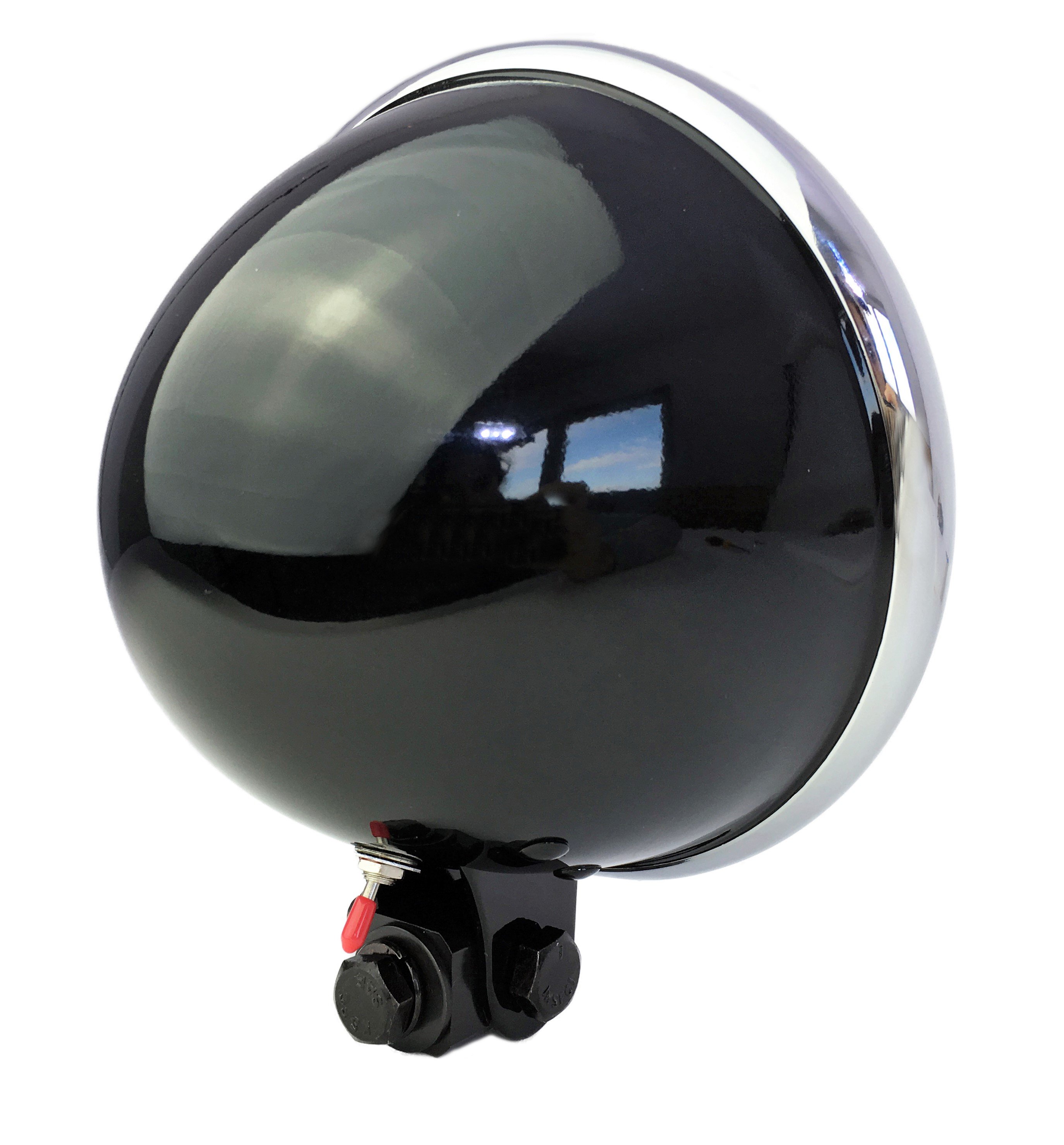 Old Bates Frontlampe LED, 15cm, Batterie glänzend schwarz