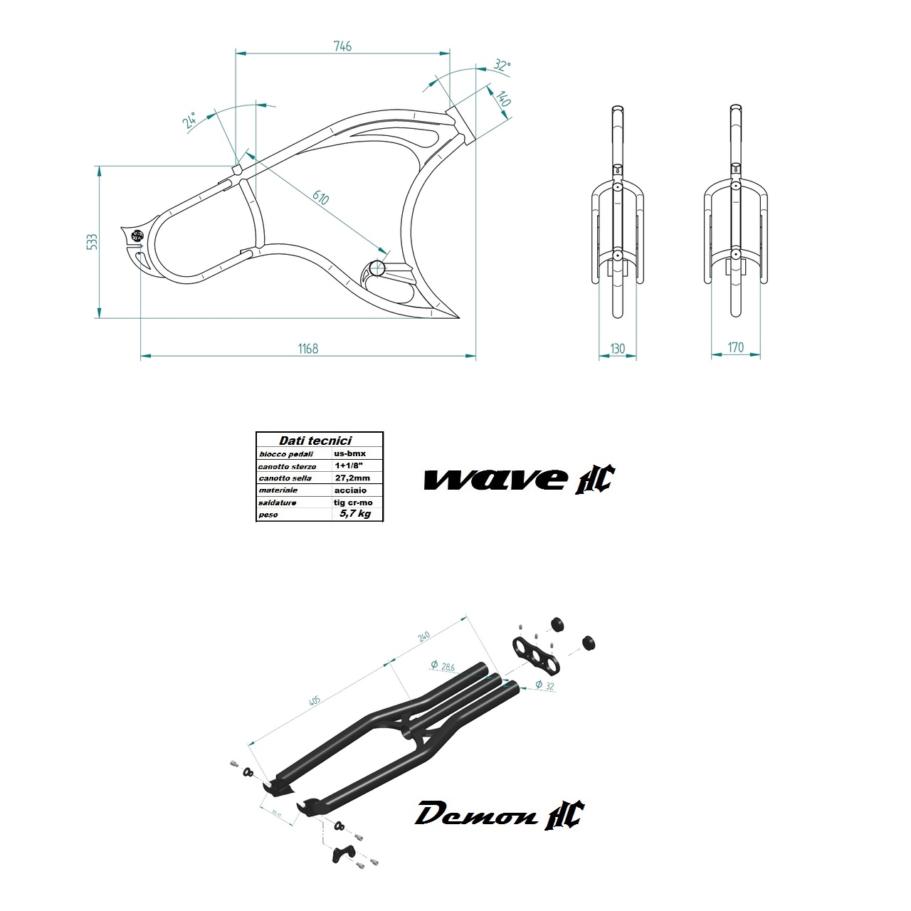 Custom Cruiser Rahmen TSP Wave HC 130mm und Demon Gabel HC