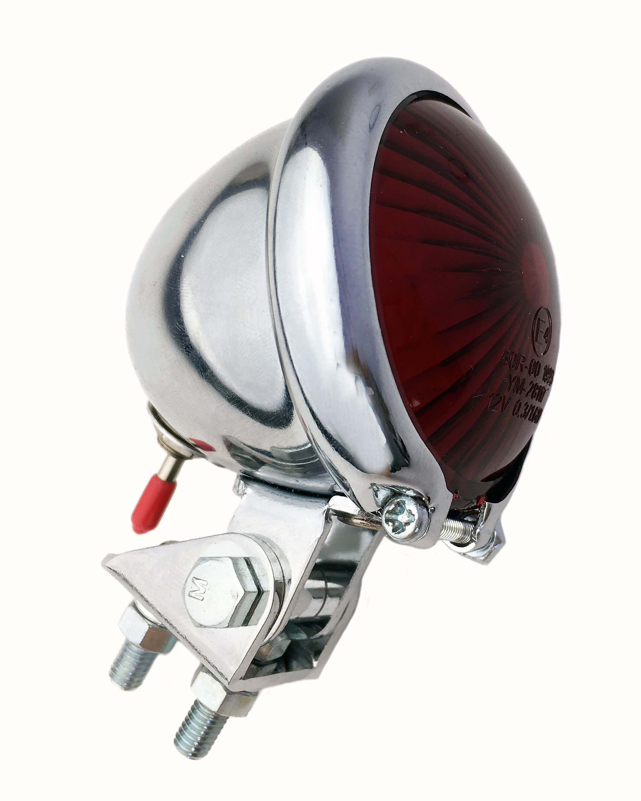 Bates Rücklicht LED rot, Retro Moped Style, Batterie verchromt