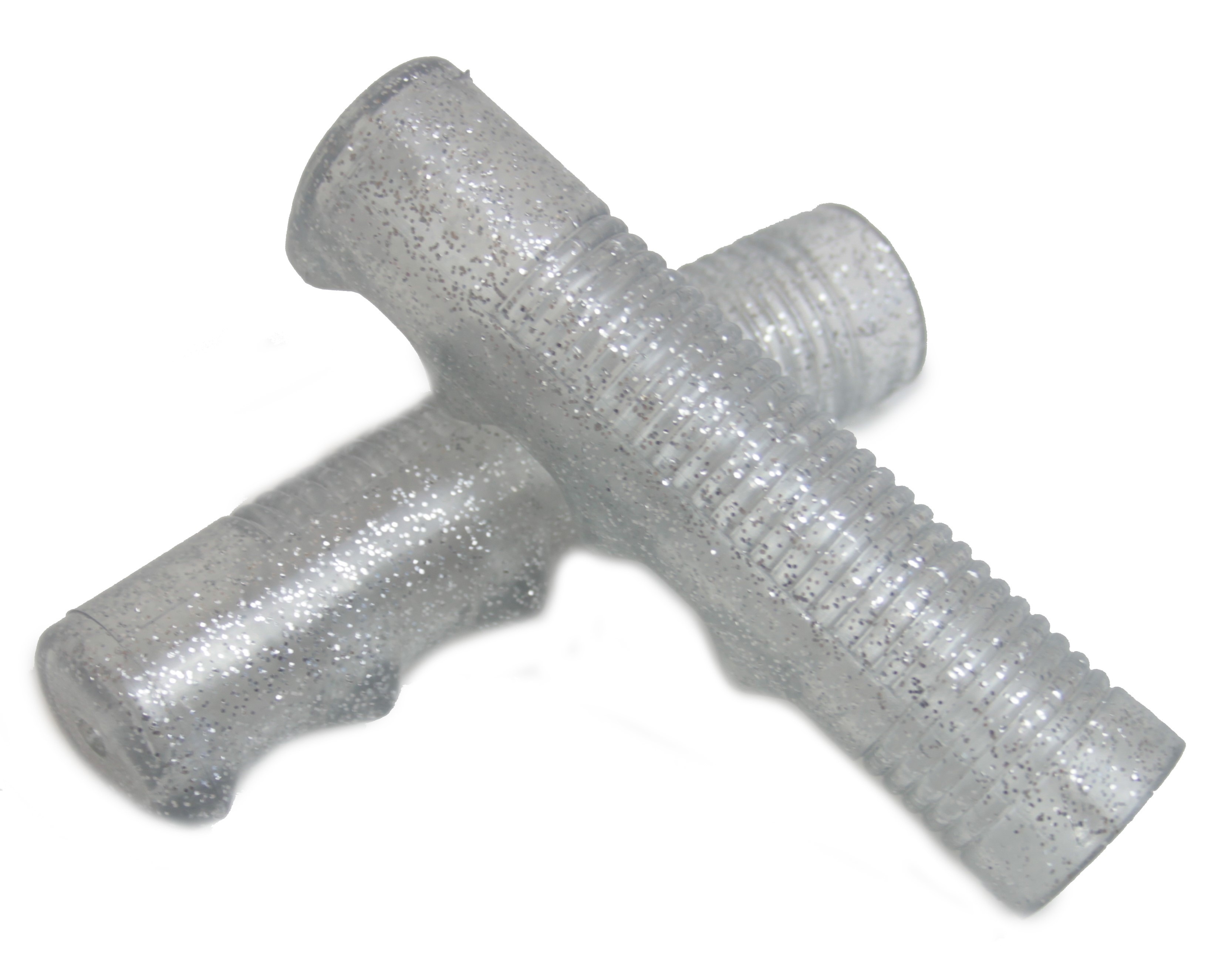 Glittergriff klar / silber Gummi wie 60-70er Jahre