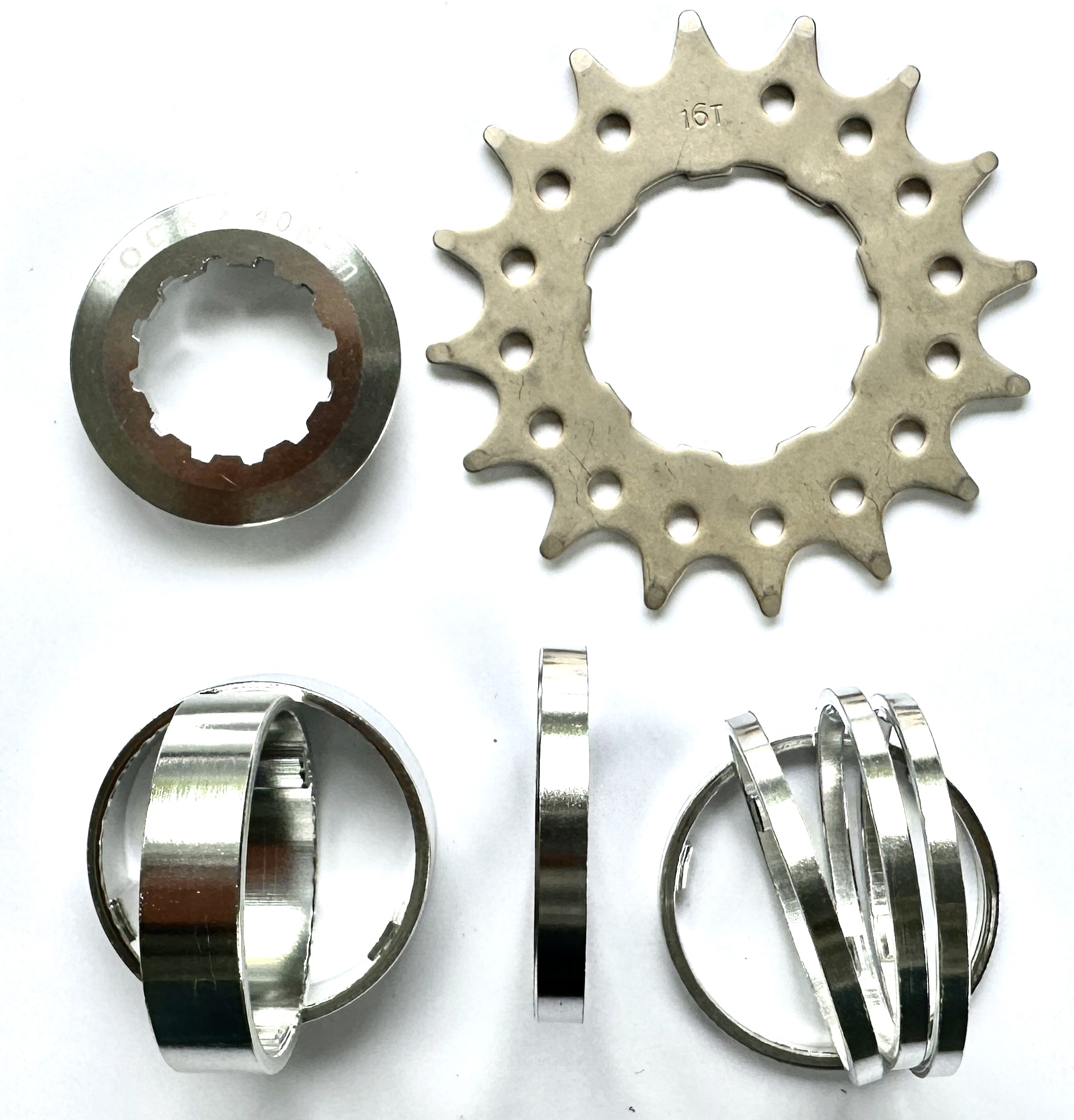 Point Single Speed Ritzel mit 16 Zähnen und Distanzring-Set