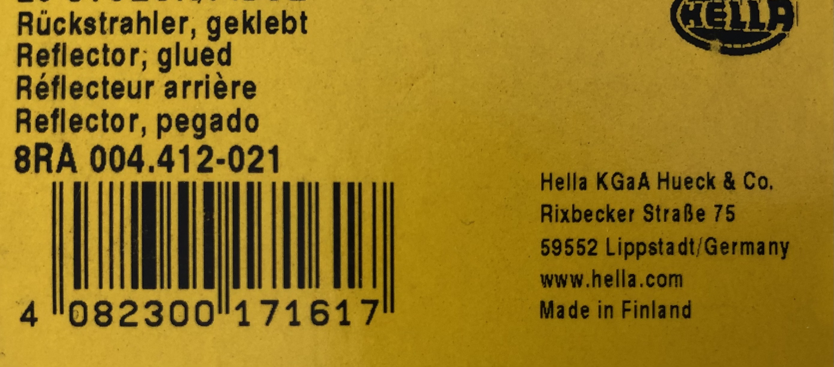 Hella Reflektor / Rückstrahler rechteckig rot selbstklebend 2 Stück