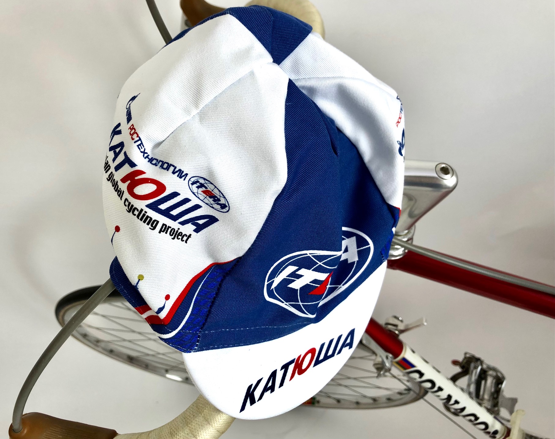 Retro Radsportmütze Team Katusha Itera, blau / weiß