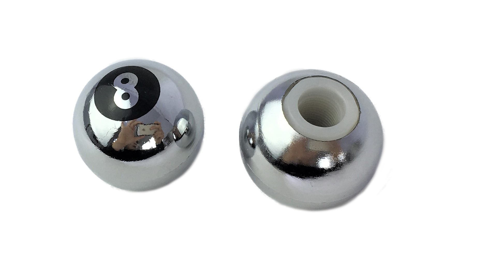 Ventilkappen Eight Ball, verchromt.
