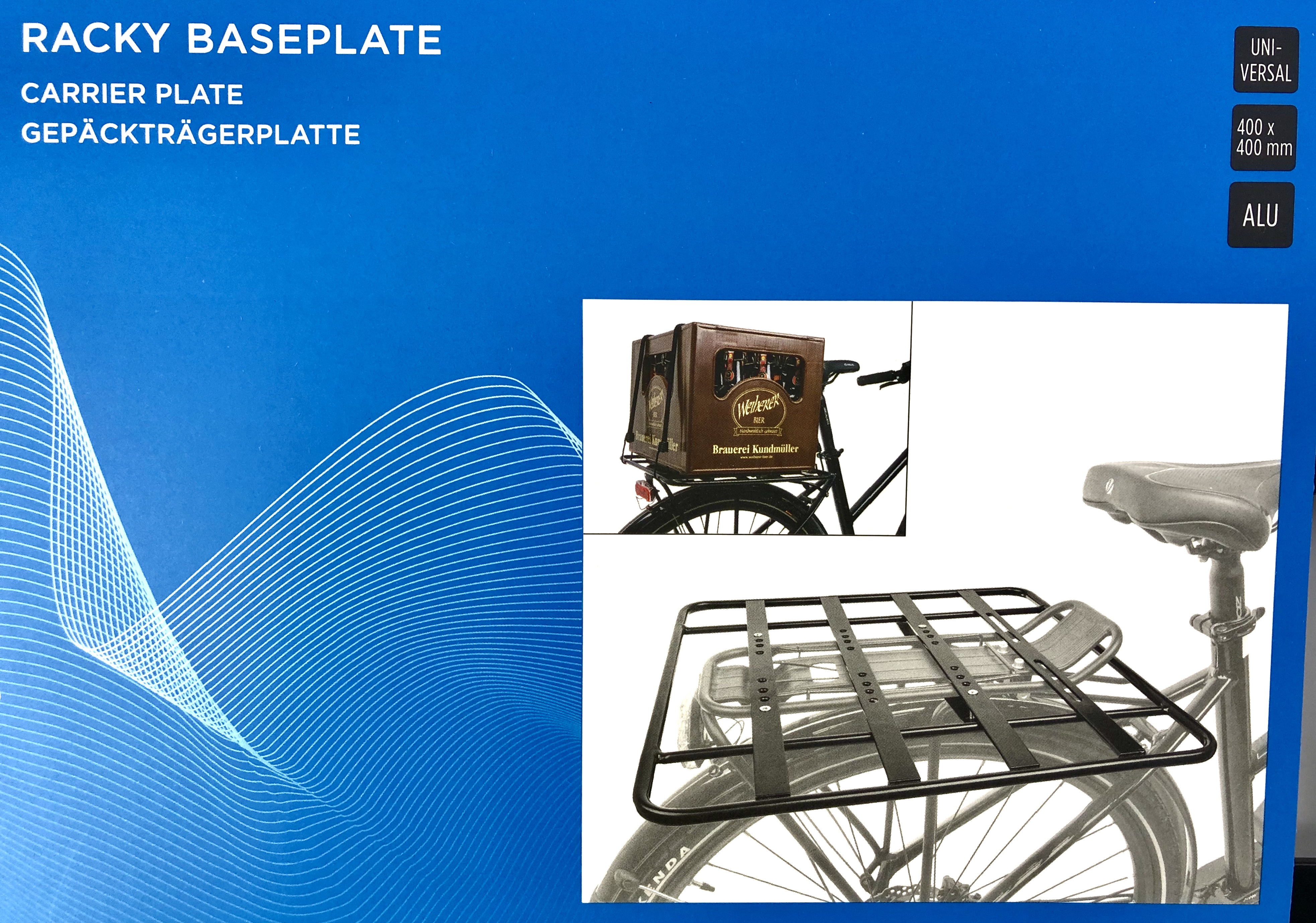 Gepäckträgerplatte schwarz Racky Baseplate Alu schwarz eloxiert