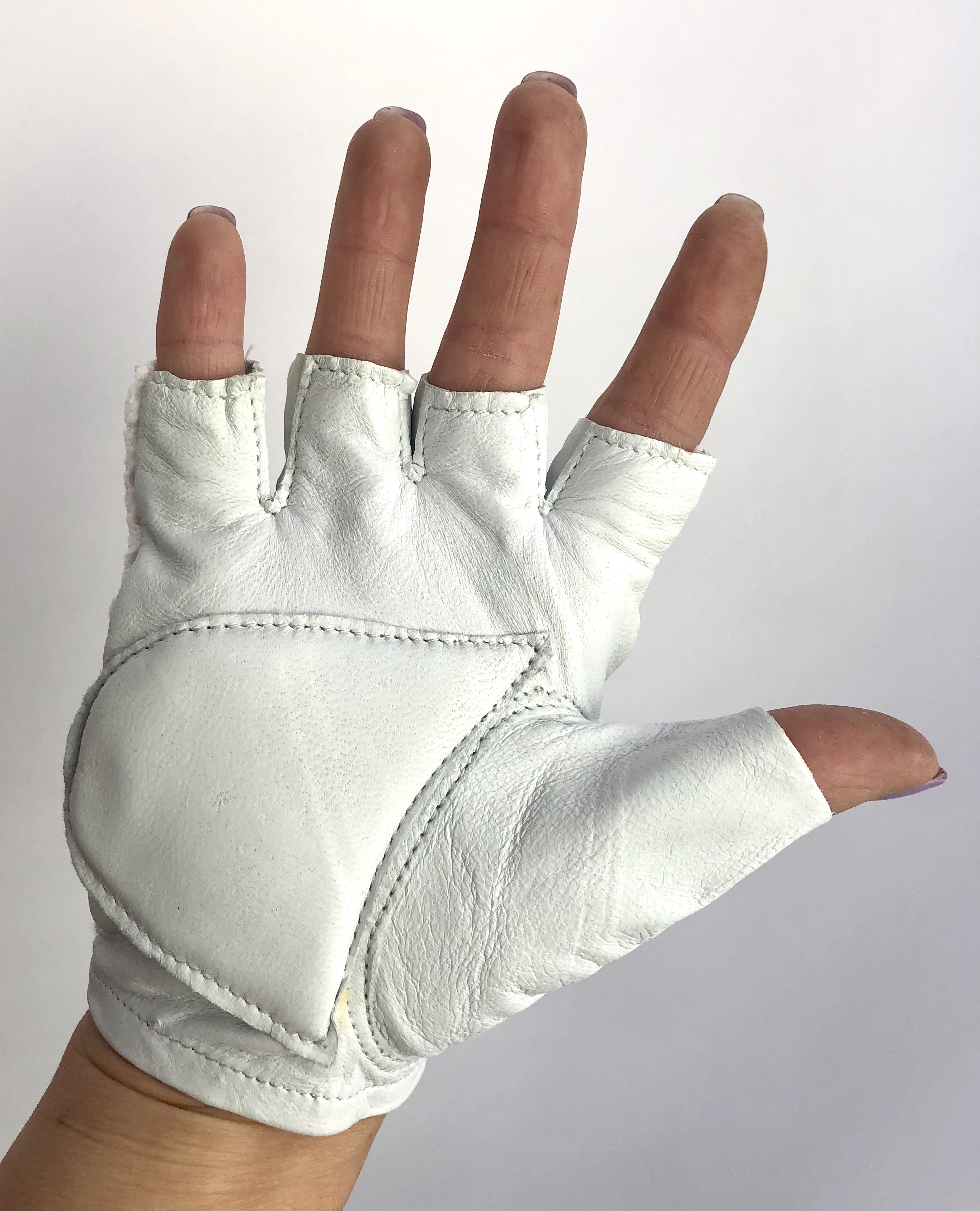 Original GANT 1970-90s Vintage Fahrradhandschuhe, Fahrerhandschuhe weiß / blau, Größe 9