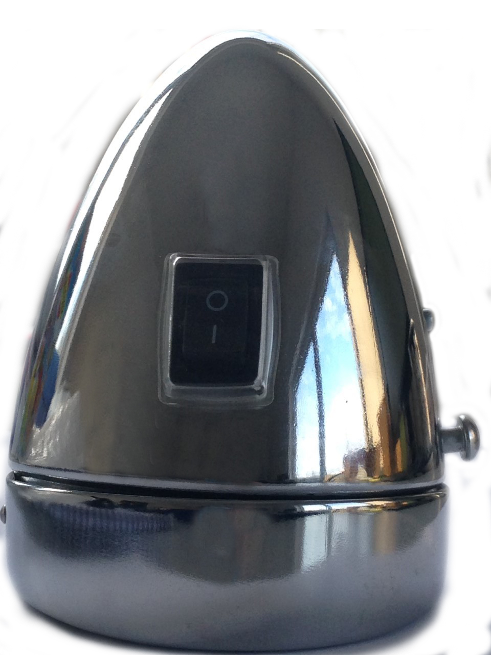 6 LED Frontlampe Batterie 80 mm chrom