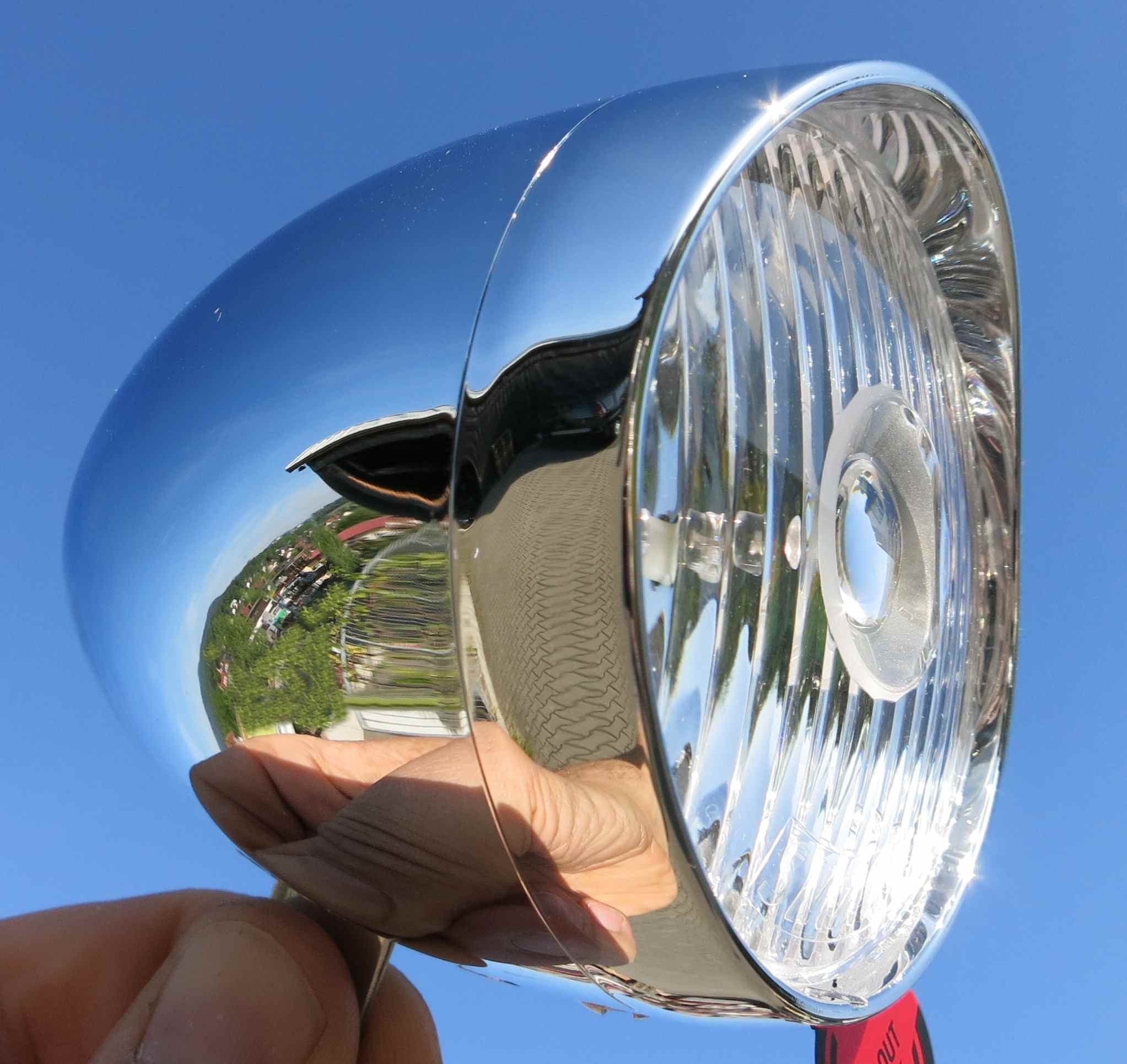 Classic Retro Batterielampe LED verchromt 4 LUX