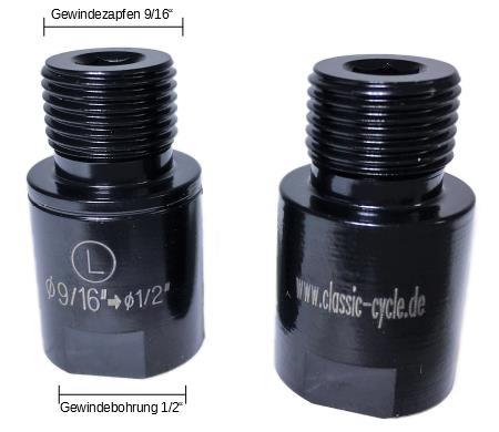 Pedal Gewinde Adapter 9/16 - 1/2 schwarz