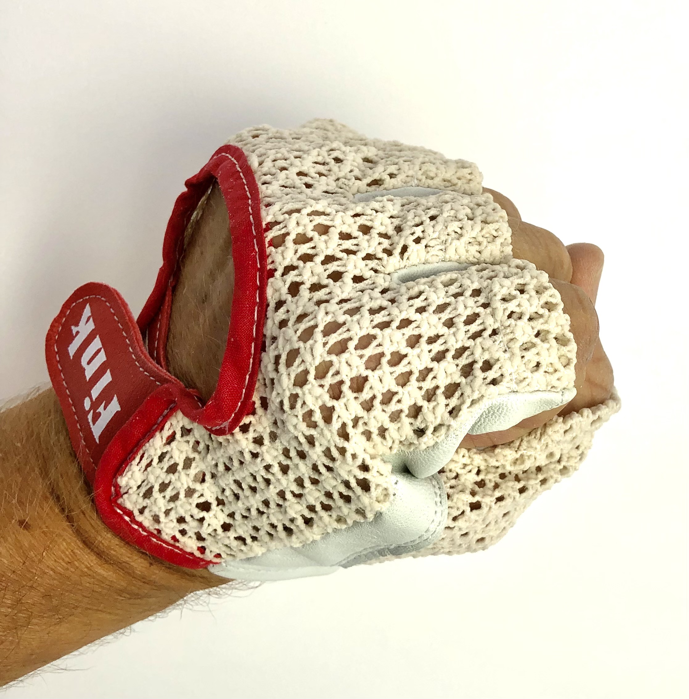 Original GANT 1970s Vintage Fahrradhandschuhe, Fahrerhandschuhe weiß / rot, Größe 11